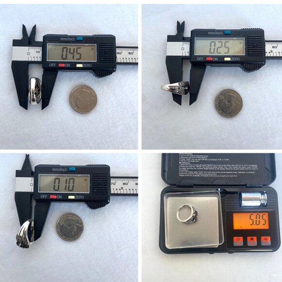 Sterling Silver 925 Multi Gemstone Garnet & Marcasite Floral Band Ring Sz 6.25 - Picture 12 of 16